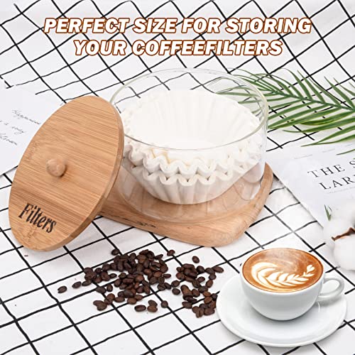 Coffee Filter Holder with Lid for Coffee Bar Accessories Decor (16 Ounce)