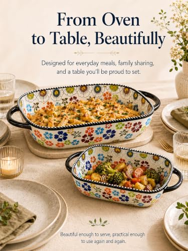 2 Piece Polish Pottery Style Ceramic Baking Dish Set (2 Count)