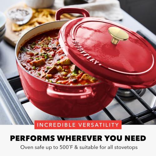 x Bobby Flay 5.5QT Enameled Cast Iron Dutch Oven With Lid