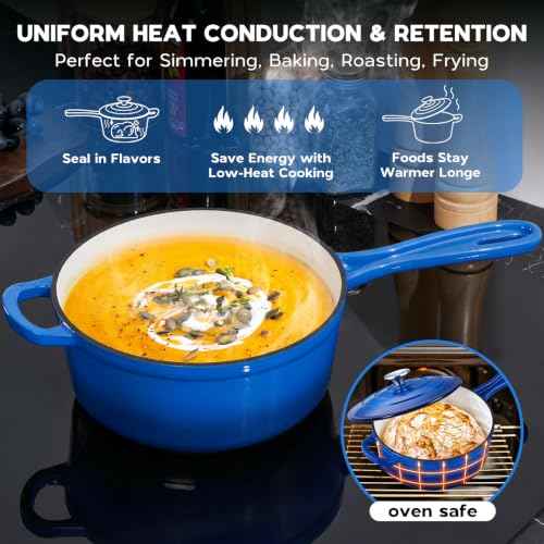 3QT Saucepan Enameled Cast Iron Sauce Pan Pot