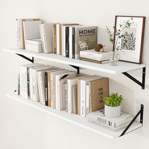 48W x 12D Deep Floating Shelves Set of 2 White