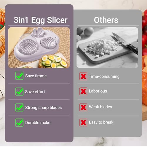 1 Pcs Heavy Duty Egg Slicer with 3 Cutting Modes