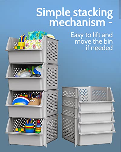 Stackable Storage Bins Open Front for Pantry Storage (4 Count)
