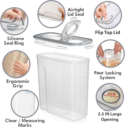 2 Pack (6.3L / 213OZ) EXTRA Large Airtight Food Storage Cereal Containers for Bulk Food Storage BPA-Free Plastic Container, Pantry Organization and Canister for Rice, Pasta, Sugar & Flour (2 Count)