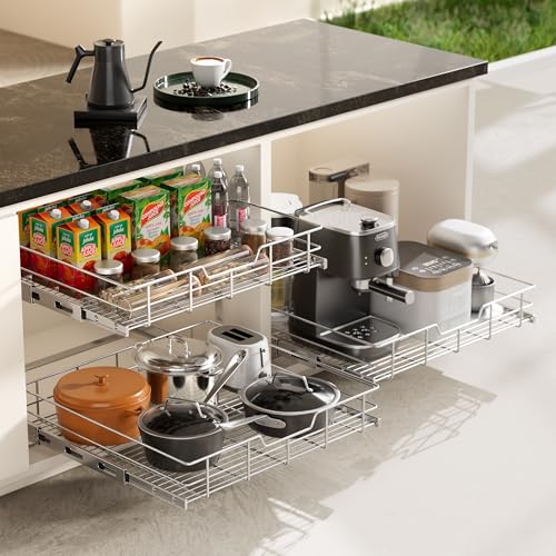 2 Tier Pull Out Cabinet Organizer 11" W X 17" D
