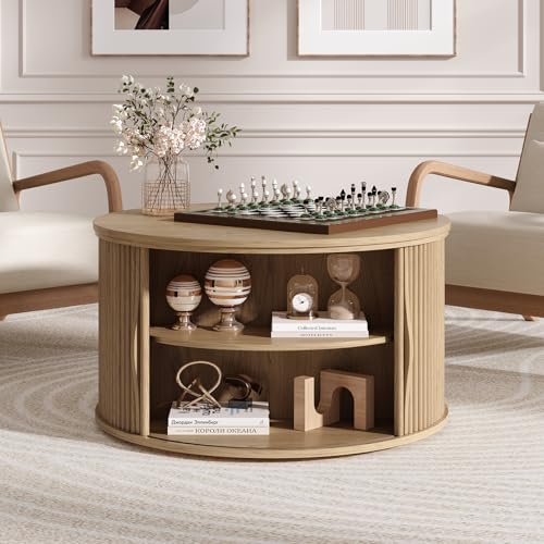 31.5" Round Lift Top Coffee Table with Storage for Living Room
