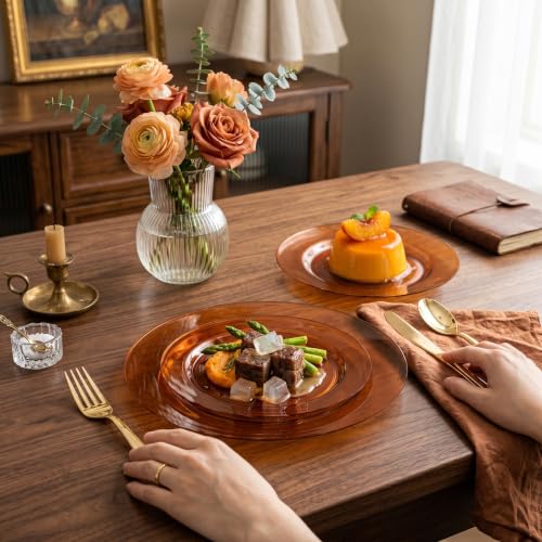 102 Pcs Amber Plastic Plates (102 Count)