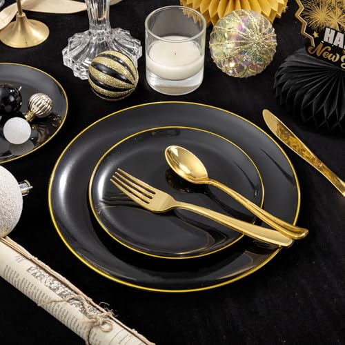 60PCS Black Plastic Plates (60 Count)