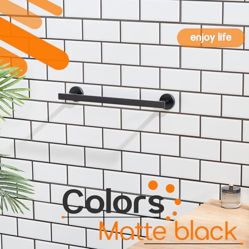 12 Inch Bathroom Towel Bar Bath Towel Rack Kitchen Towel Holder Towel Ring Wall Mounted SUS304 Stainless Steel Matte Black AN4001MB