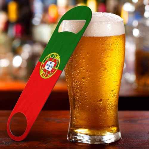 Portugal Flag Stainless Steel Bottle Opener Red Green Gold Europe Country Sign Patriotic Ensign Flat Beer Bottle Opener Keychain for Home Kitchen Bar Restaurant Party Birthday Gift