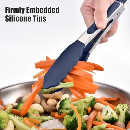 Kitchen Tongs with Silicone Tips for Cooking Serving