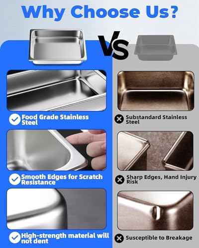 Stainless Steel Steam Table Hotel Pans Set 1 (5.98 Count)