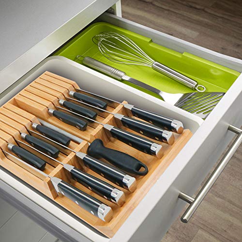 In Drawer Knife Block Bamboo Drawer Organizer