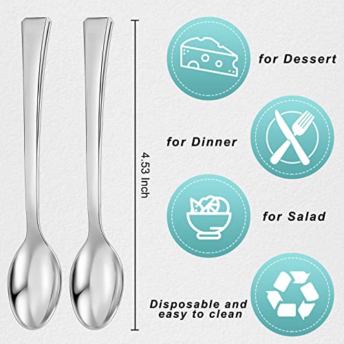 300 Pcs Plastic Mini Appetizer Spoon 4.5inch Disposable Silverware