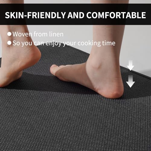 Kitchen Mat Kitchen Rugs Sets of 2 PCS Non Slip Black 17"x30"+17"x47" (5.48 Sq Ft)