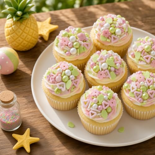 Flower Sprinkles Candy Mix Size Edible Pearls Cake Decorations Cupcake Toppers Cookie Decorating Perfect for Wedding Party Valentine Halloween Christmas Supplies 4.58OZ (4.58 Ounce)