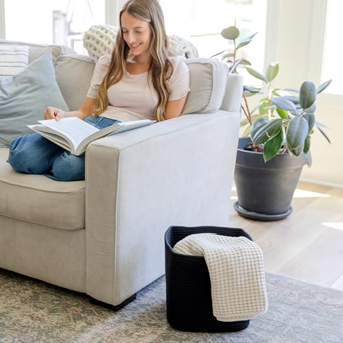 Storage Cubes 11 Inch Cotton Rope Woven Baskets for Organizing (3 Count)