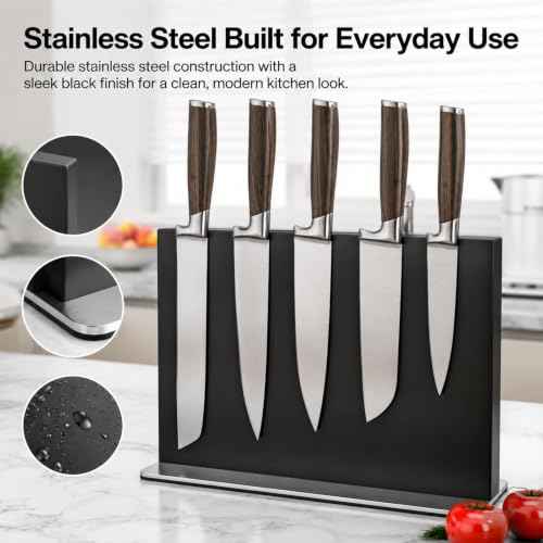 Black Magnetic Knife Block Without Knives