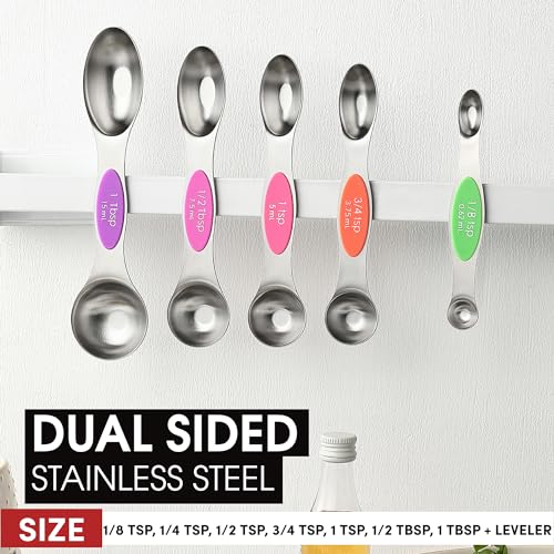 Stainless Steel Magnetic Measuring Spoons Set of 8
