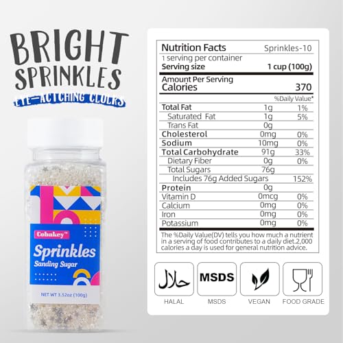 White Sanding Sugar Edible Silver Glitter Stars Mix (3.5 Ounce)