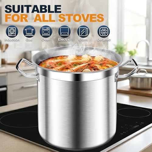 Commercial Grade Stainless Steel Stock Pot with Lid