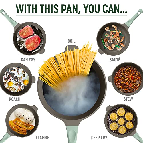 All-in-One Pan, Multilayer Nonstick Cookware Set, High-Performance Construction, Multipurpose Design Replaces Multiple Pots and Pans, Dishwasher Safe, 11-Inch, 4.4-Quart Capacity, Sage Green