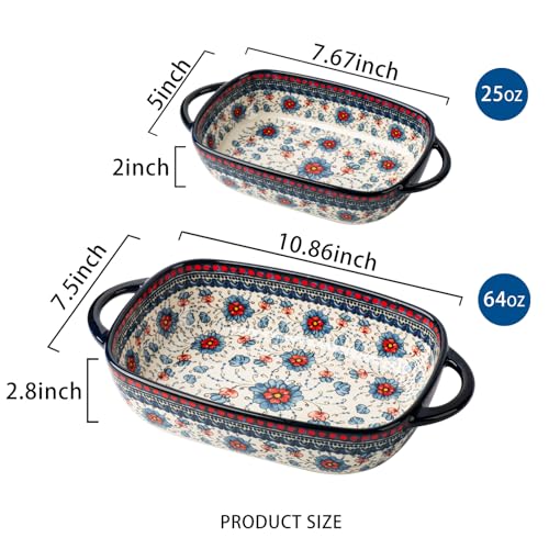 Baking Dish Ceramic Baking Pan Blue Casserole Dish Rectangular Baking Set 2pcs Bakeware Sets Single Serving Size Lasagna Pan Baking Dishes for oven