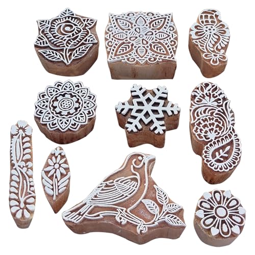 Assorted Wooden Block Printing Stamps (25 Count)