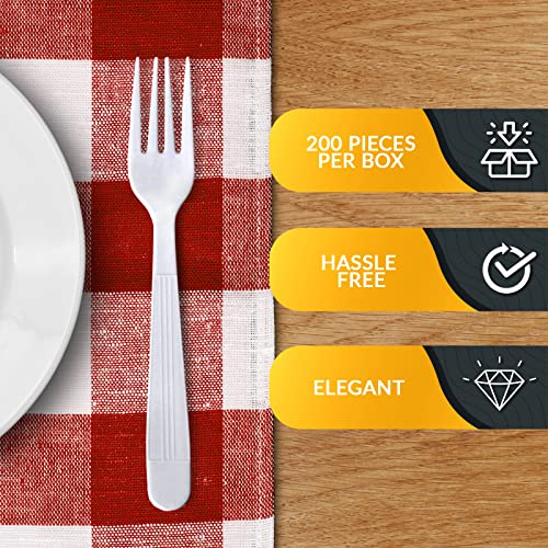 Heavy Weight Disposable Plastic Forks (200 Count)