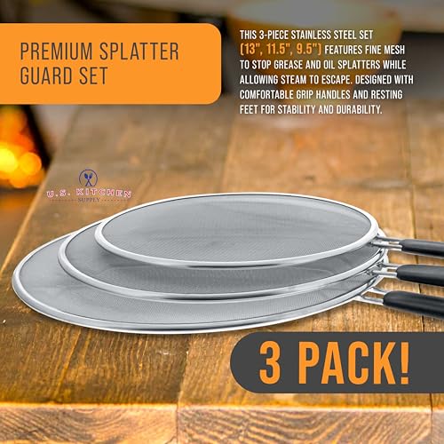 3 Piece Stainless Steel Splatter Guard Set
