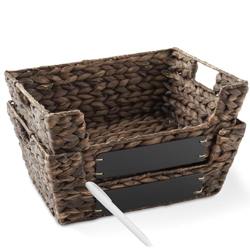 Set of 2 Water Hyacinth Pantry Baskets with Handles (2 Count)