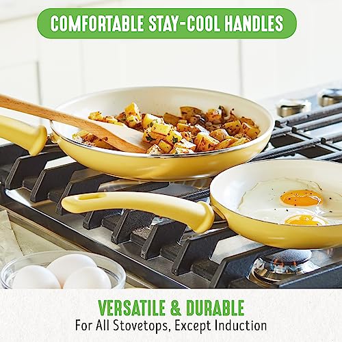 Soft Grip Healthy Ceramic Nonstick 18 Piece Kitchen Cookware Pots and Frying Sauce Saute Pans Set