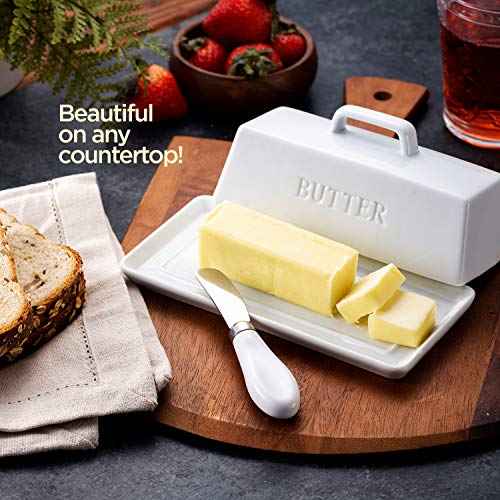 Ceramic Butter Dish Set with Lid and Knife