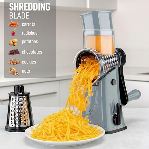 Rotary Cheese Grater Manual Hand Crank 5 Blade Shredder