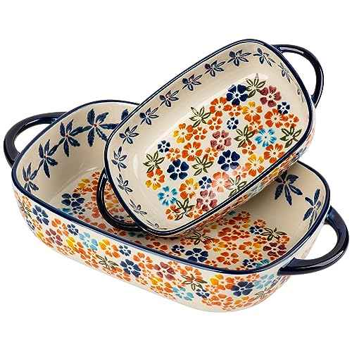 Retro pastoral style Ceramic Baking Dish Rectangular Bakeware Set Baking Pan