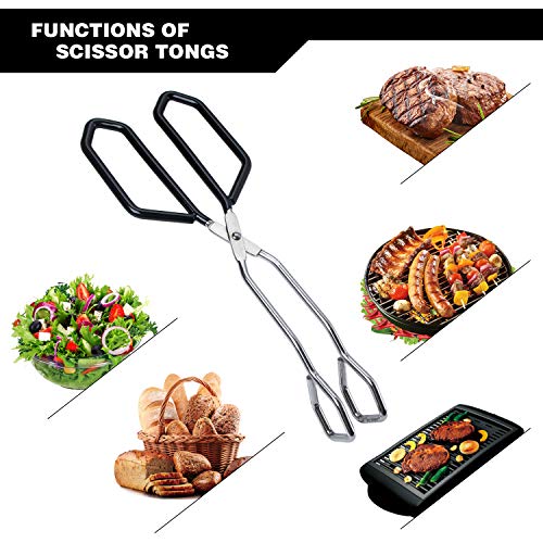 Stainless Steel Scissor Tongs Heavy Duty Cooking Tongs with Soft Handles