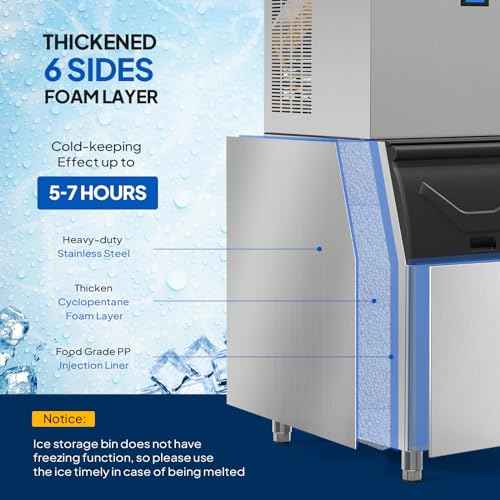 550LBS 24H Commercial Ice Maker Machine with 300LBS Storage Bin
