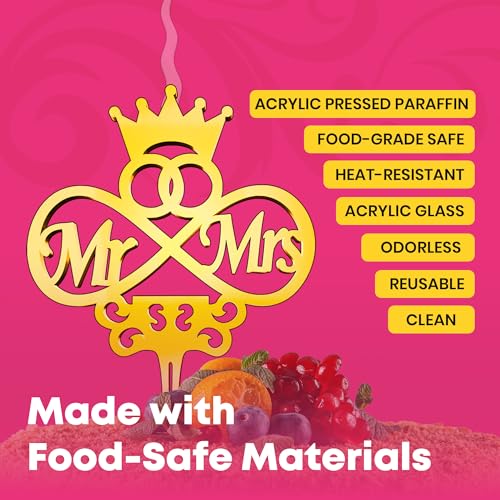 Mr and Mrs Reusable Gold Romantic Cake Candle