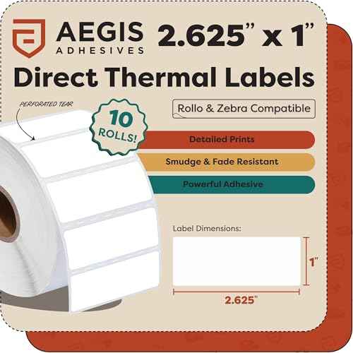 2.625" X 1" Direct Thermal Labels (12 Count)