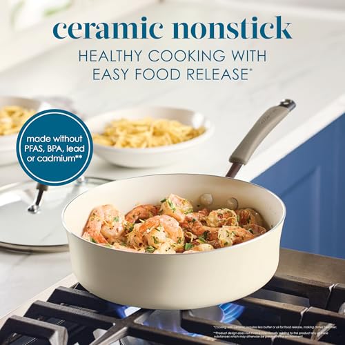 Cucina Ceramic Nonstick Saute Pan with Lid