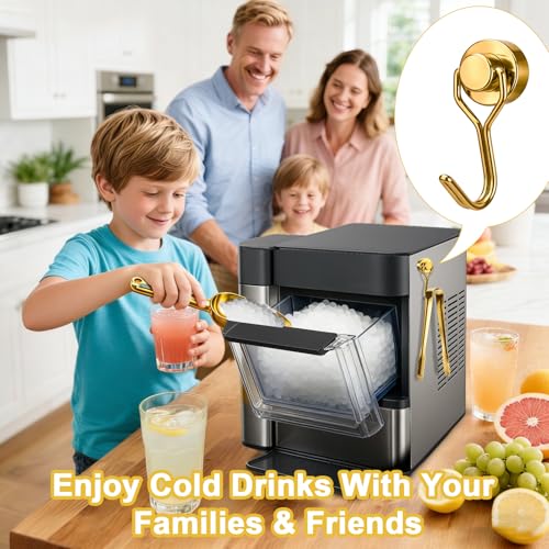 Stainless Steel Ice Scoop for Freezer with Magnetic Hook & Ice Tongs