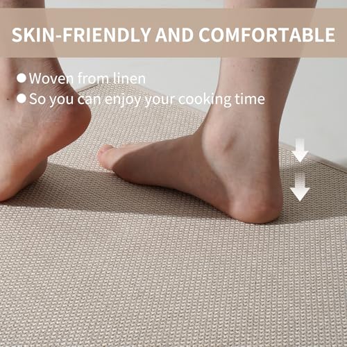 Kitchen Mat Kitchen Rugs Sets of 2 PCS Non Slip Beige 17"x30"+17"x47" (4.58 Sq Ft)