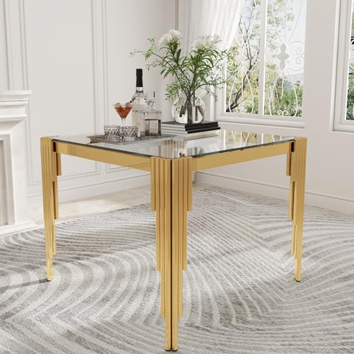 35'' Modern Square Glass Dining Table for 4 People