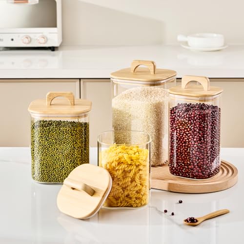 Sweejar 4 qt Large Jars with Bamboo Lids