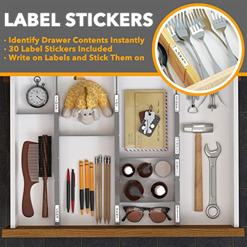 Bamboo Drawer Dividers with Inserts and Labels