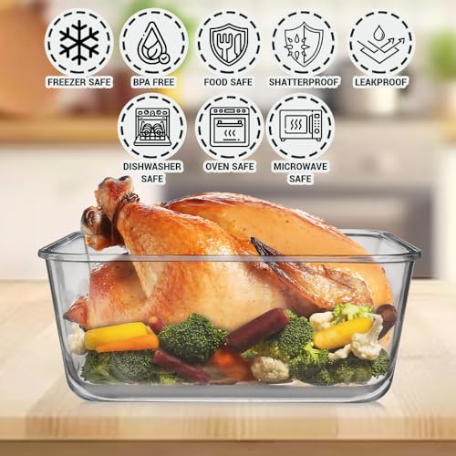 3300 ml 112 oz LARGE Glass Food Container with Locking Lid. Ideal for Storing food