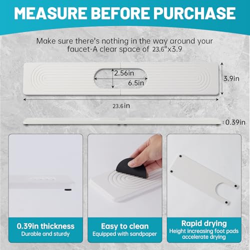 Stone Faucet Mat for Kitchen Sink Oval Hole Bathroom sink splash guard