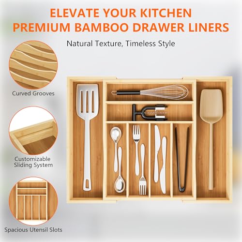 Expandable Bamboo Drawer Organizer Cutlery 6