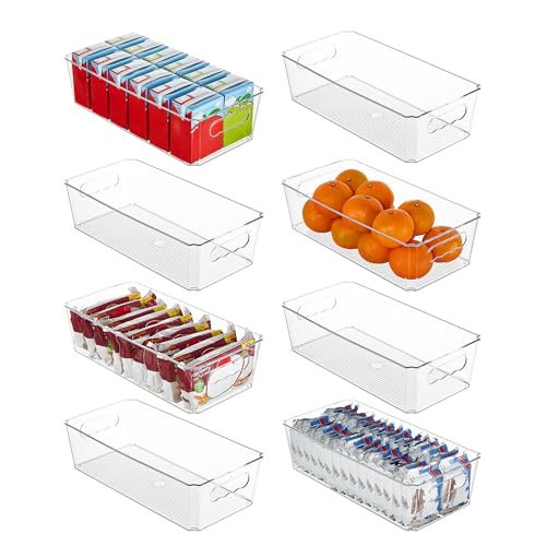 8pcs Clear Storage Bins with Handles (8 Count)