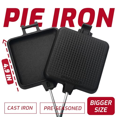 Campfire Pie Iron 4.9" Large Cast Iron Sandwich Maker for Camping (4 Count)